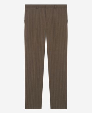 The Kooples MEN LIGHT BROWN straight brown pinstripe suit pants