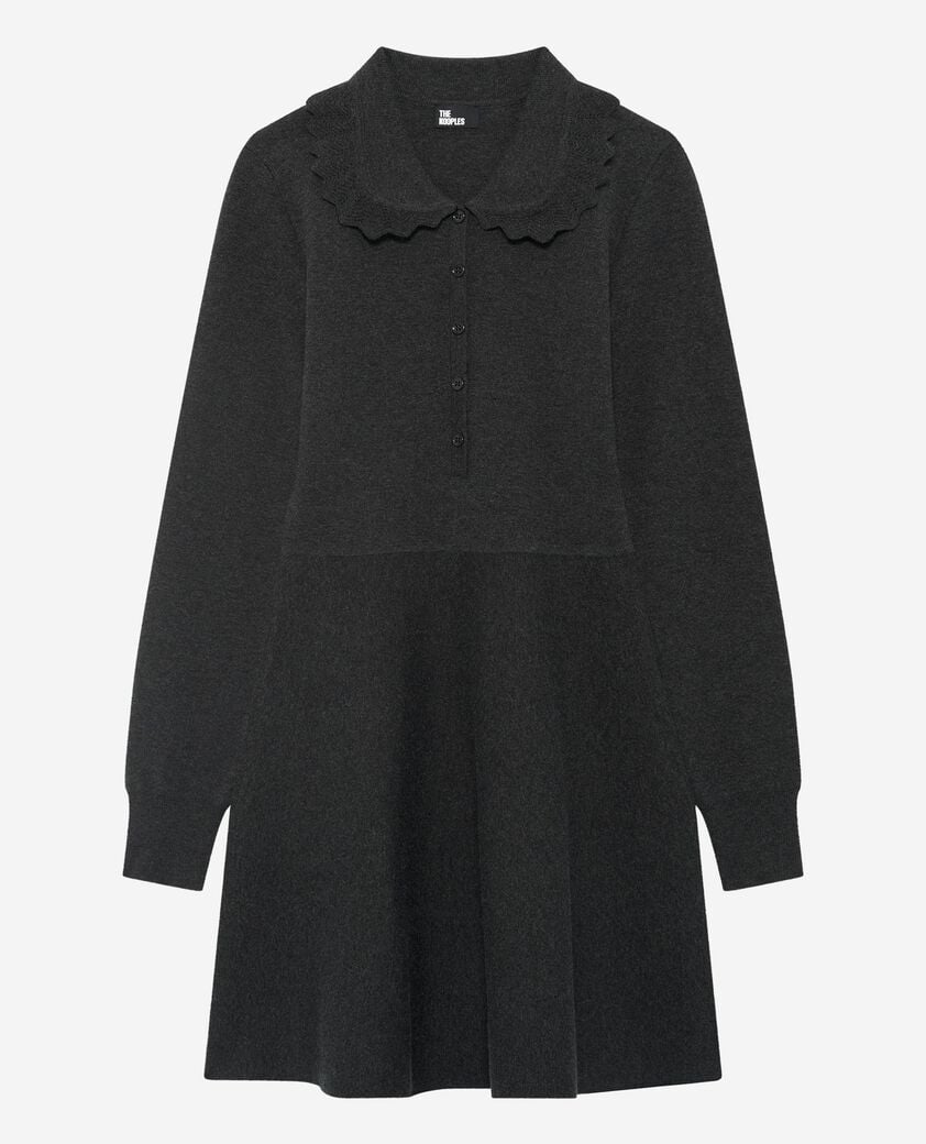 The Kooples DAMEN BLACK kurzes kleid aus schwarzem strick