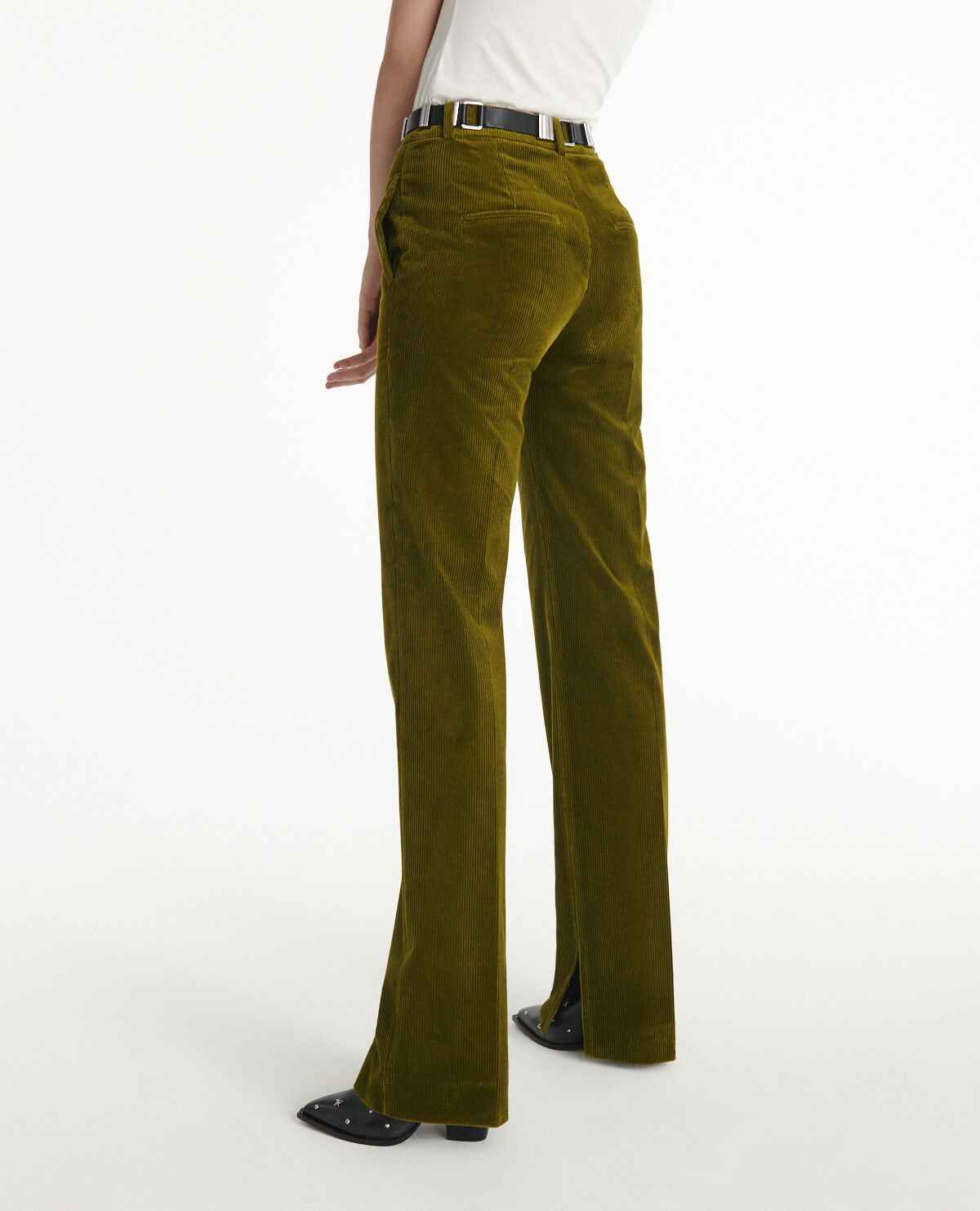 Pantalon vert top velours femme