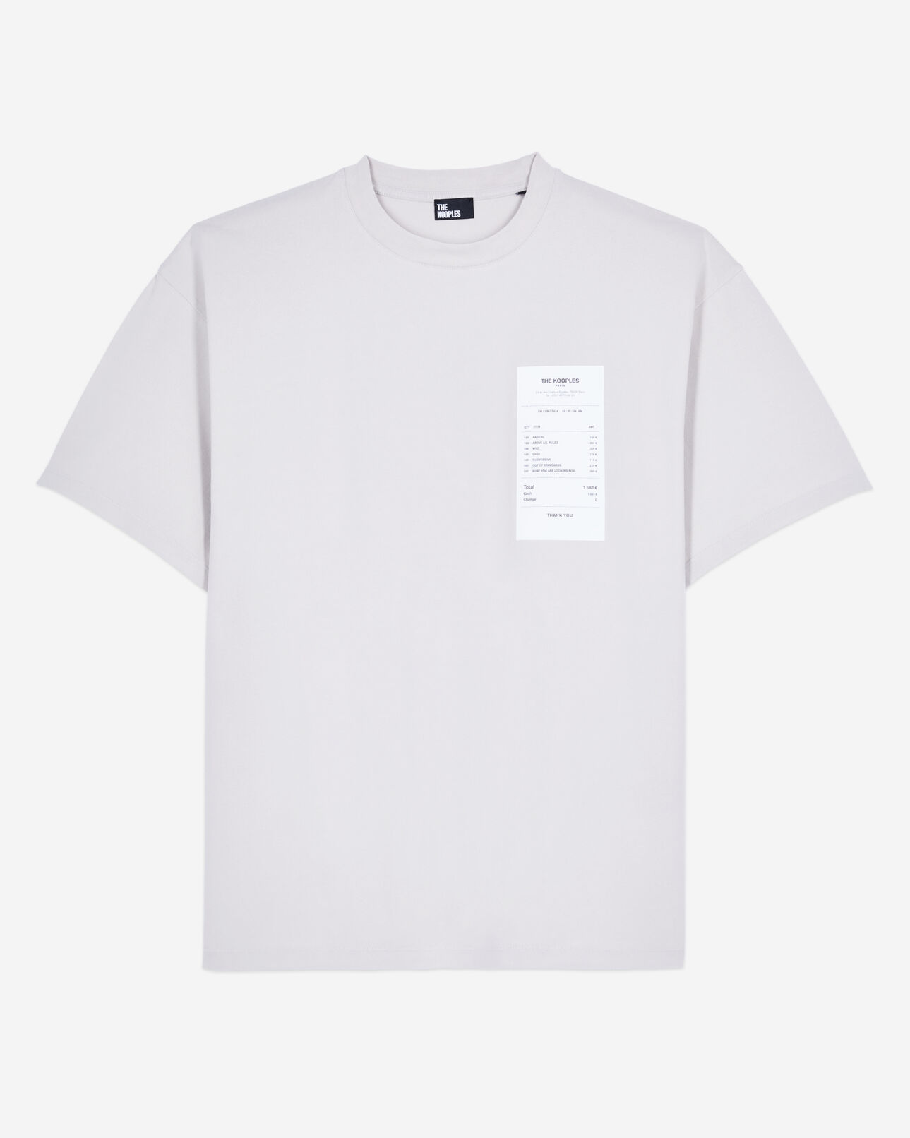 The Kooples MEN STONE GREY grey receipt serigraphy t-shirt