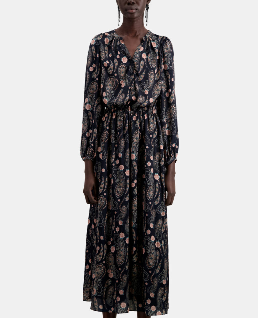The Kooples WOMEN BLACK / PINK long printed dress