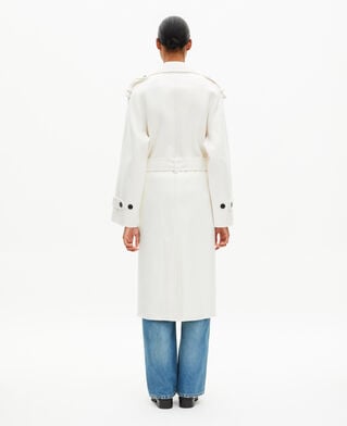 The Kooples WOMEN ECRU long ecru wool blend coat