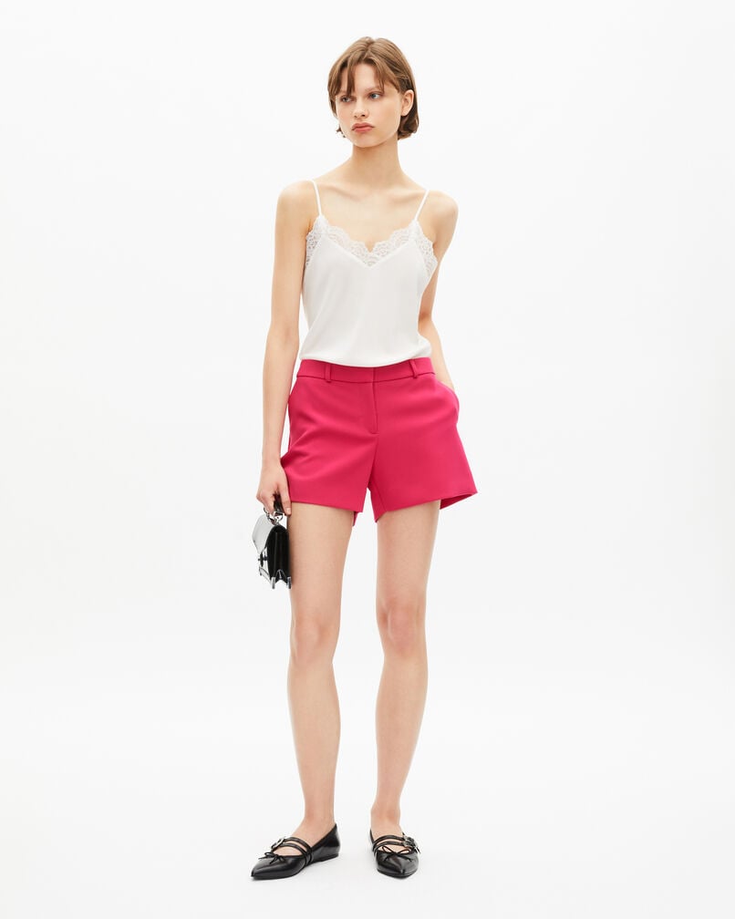 The Kooples FEMME PINK short tailleur rose en crêpe
