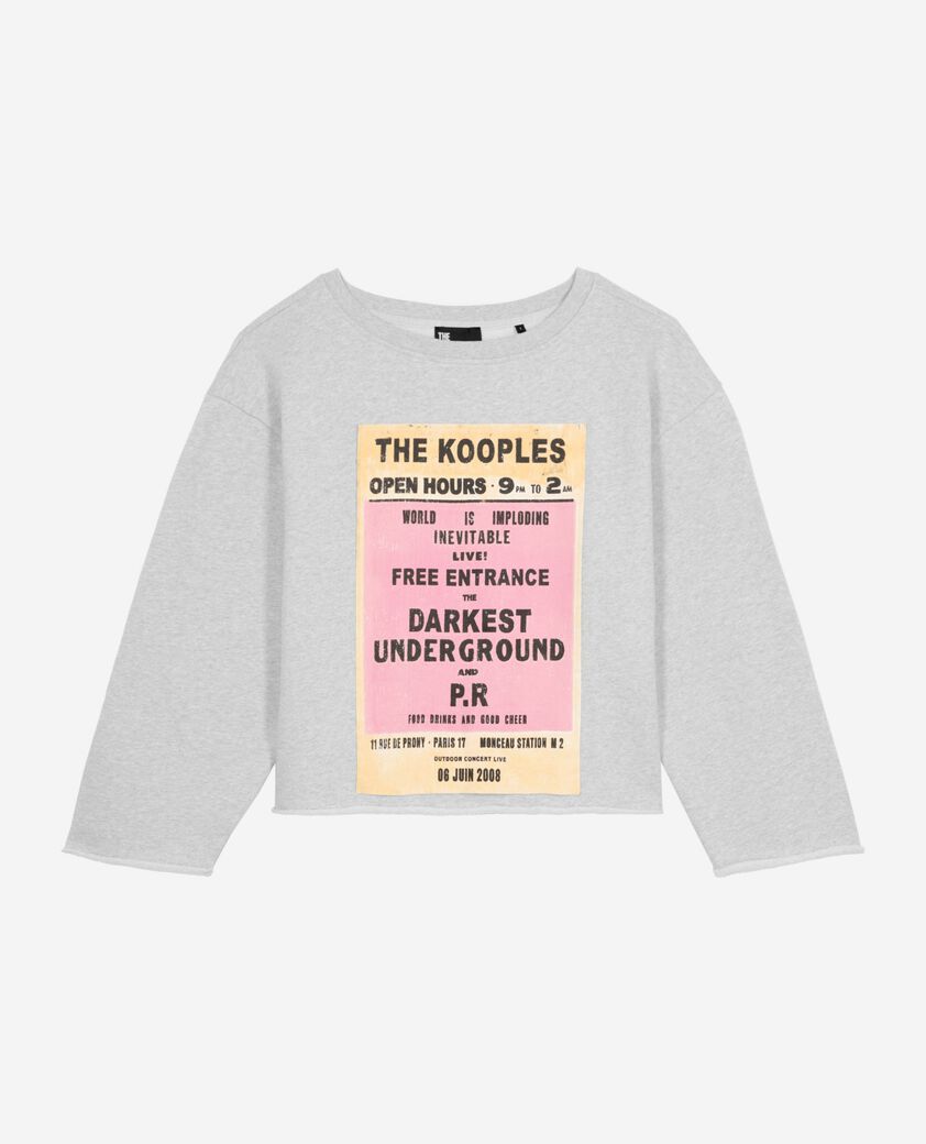 The Kooples DAMEN GREY MELANGE sweatshirt mit grauem siebdruck