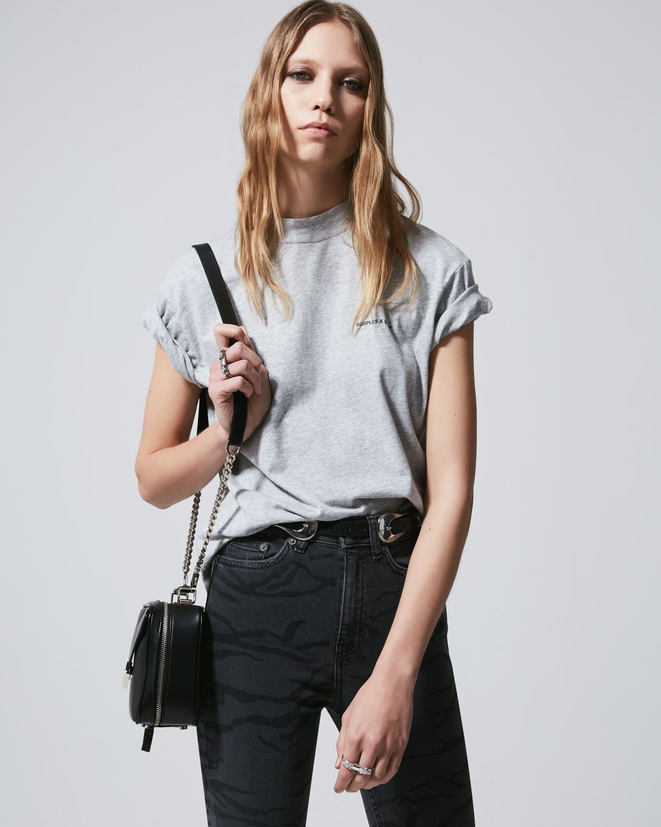The Kooples FEMME LIGHT GREY MELANGE t-shirt coton gris