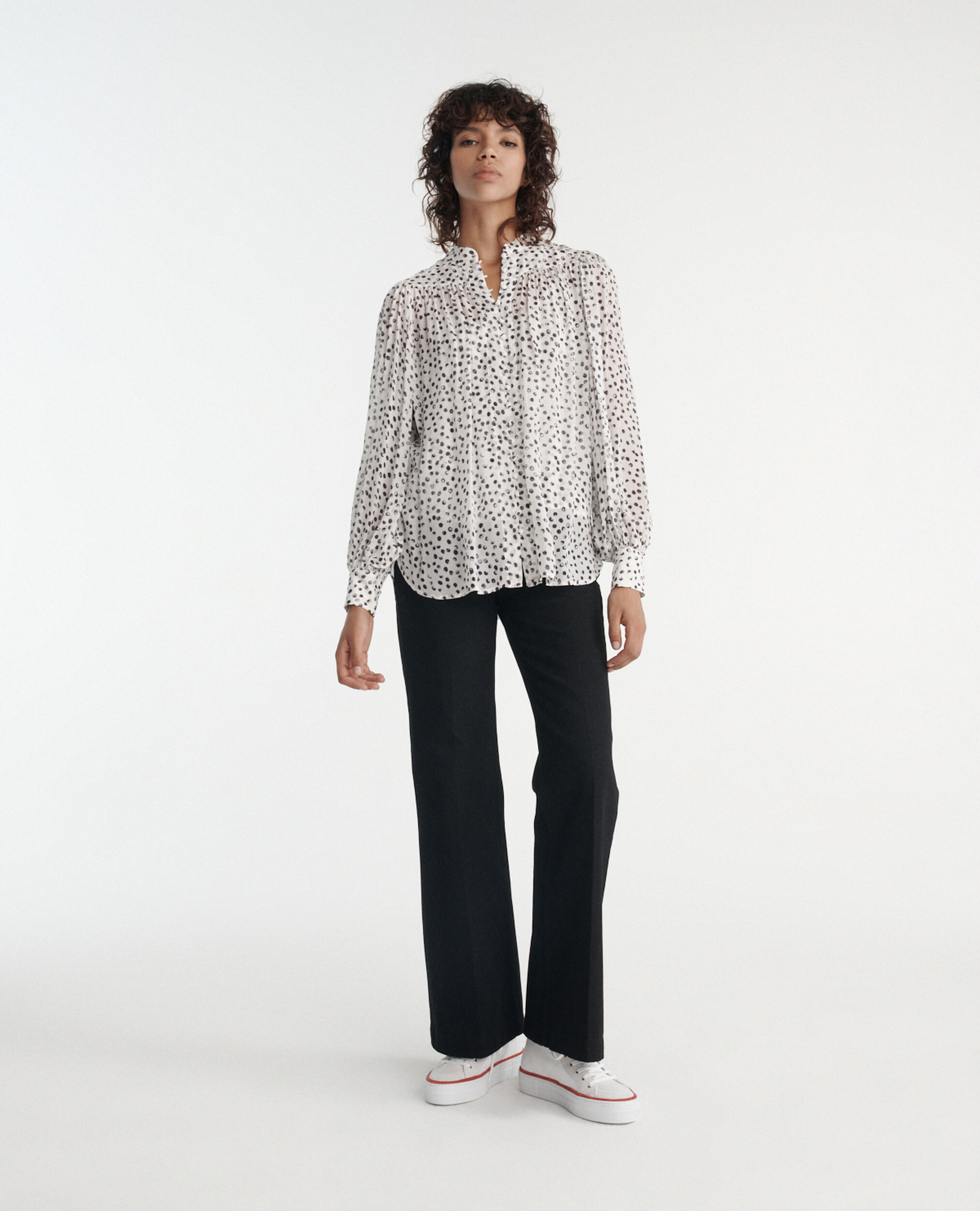 Flowing white longsleeved top w/polka dots The Kooples