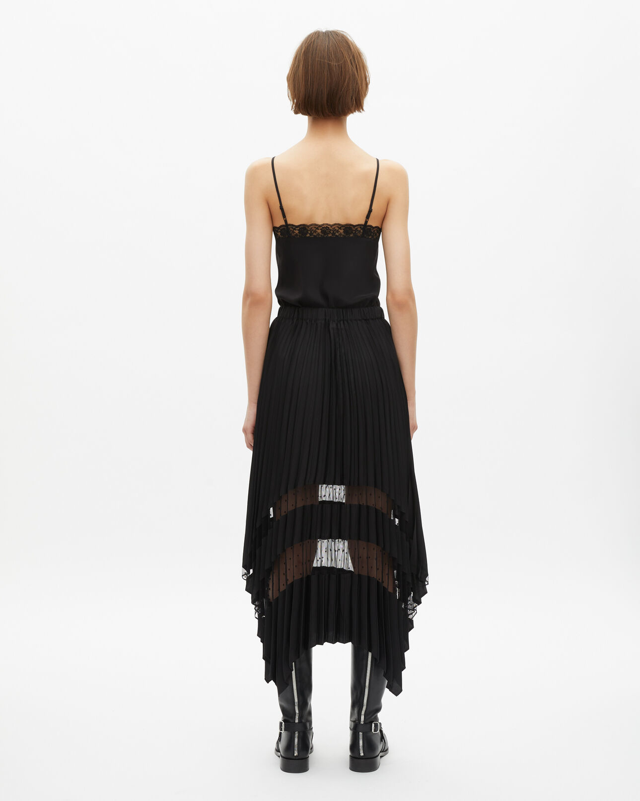 The Kooples FEMME BLACK jupe longue plissée noire