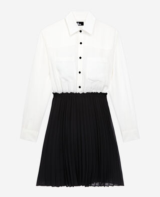 The Kooples F BLACK WHITE short black and white pleated dress