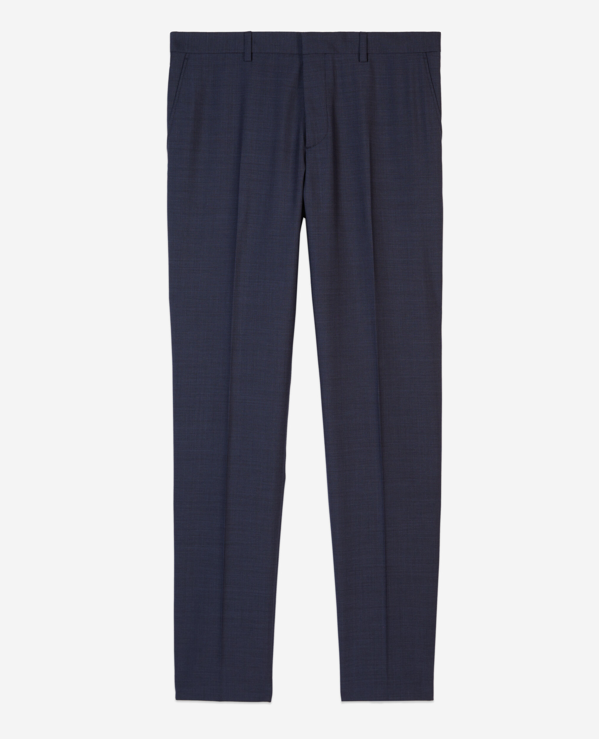 Navy blue micro-check wool suit trousers, NAVY, hi-res image number null