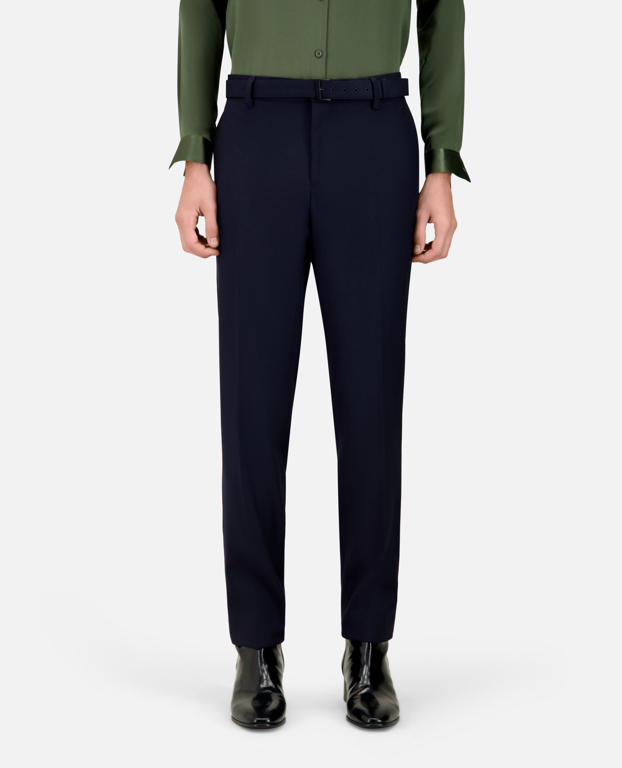 Navy blue wool suit trousers, DARK NAVY, hi-res image number null