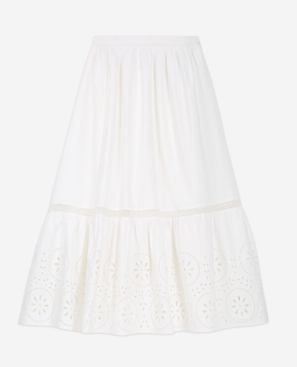 jupe blanche dentelle longue ajourée