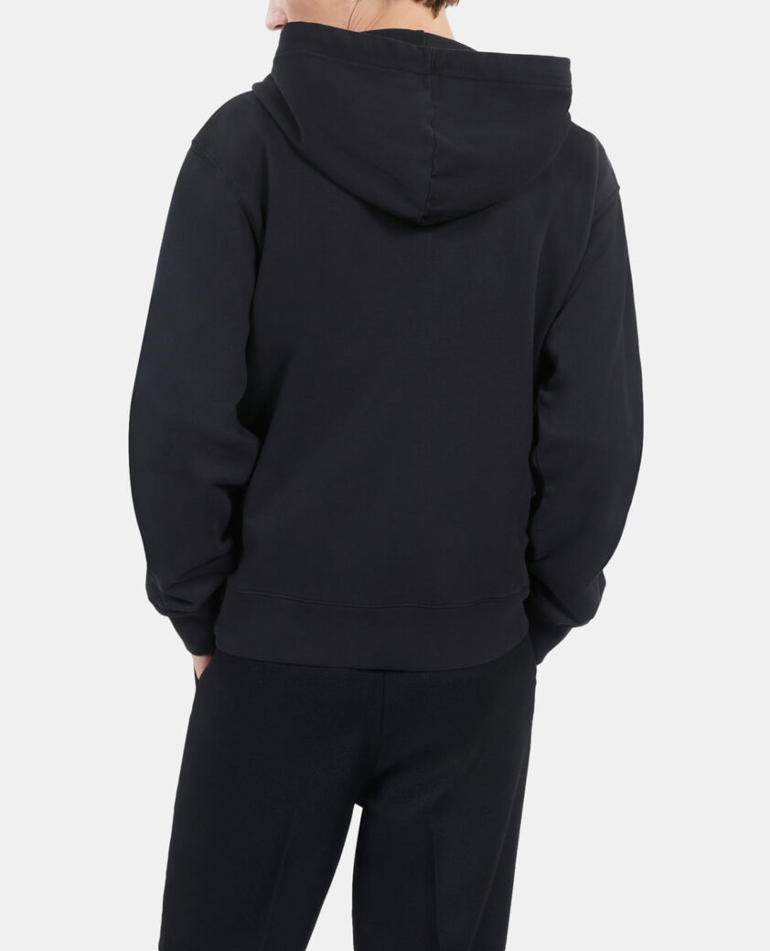 The Kooples HERREN BLACK WASHED schwarzes kapuzensweatshirt mit siebdruck