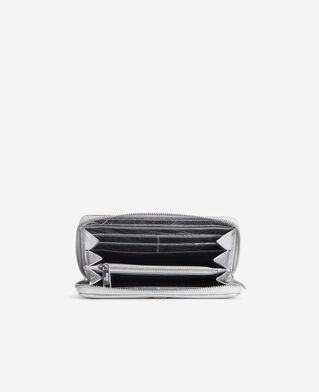 The Kooples WOMEN SILVER silver leather blason wallet