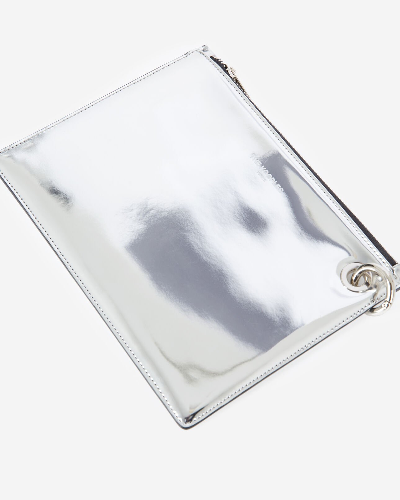 The Kooples WOMEN SILVER silver leather mobile pouch