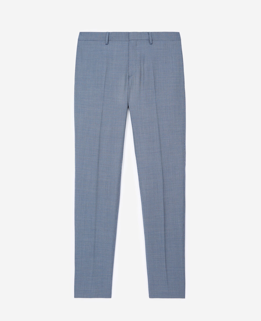 pantalon costume bleu clair à carreaux