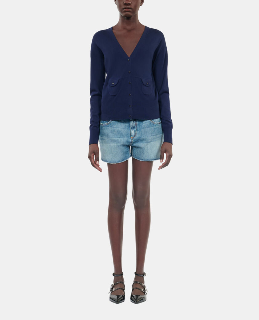 The Kooples FEMME NAVY cardigan en laine bleu marine