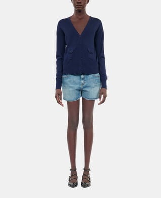 The Kooples WOMEN NAVY navy blue wool cardigan