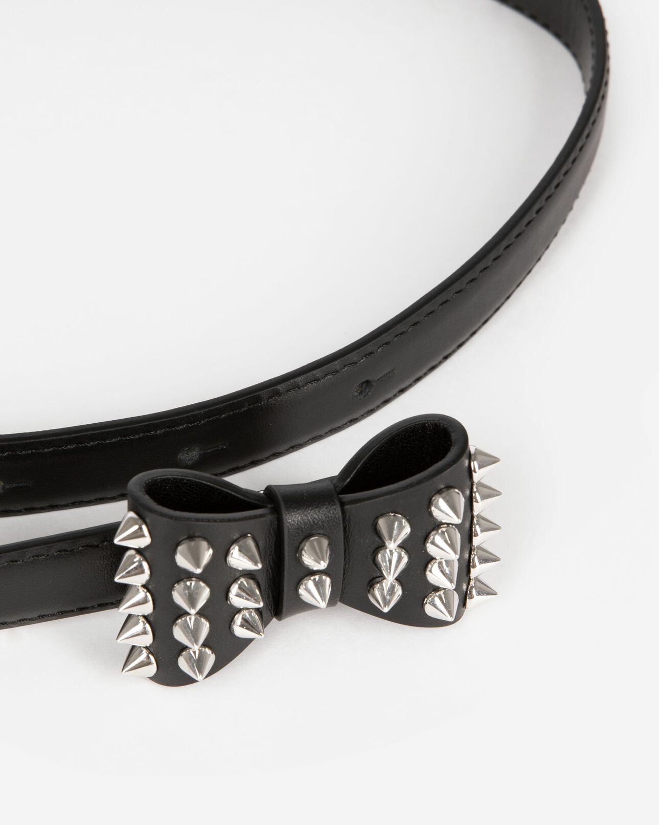 The Kooples MUJER BLACK cinturón fino de piel negra con lazo