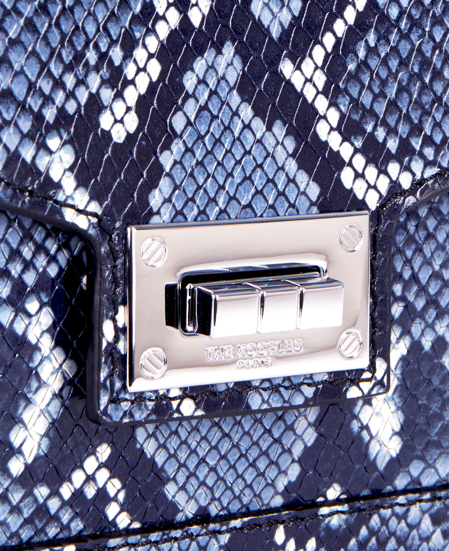 emily chain bag in blue python-effect leather