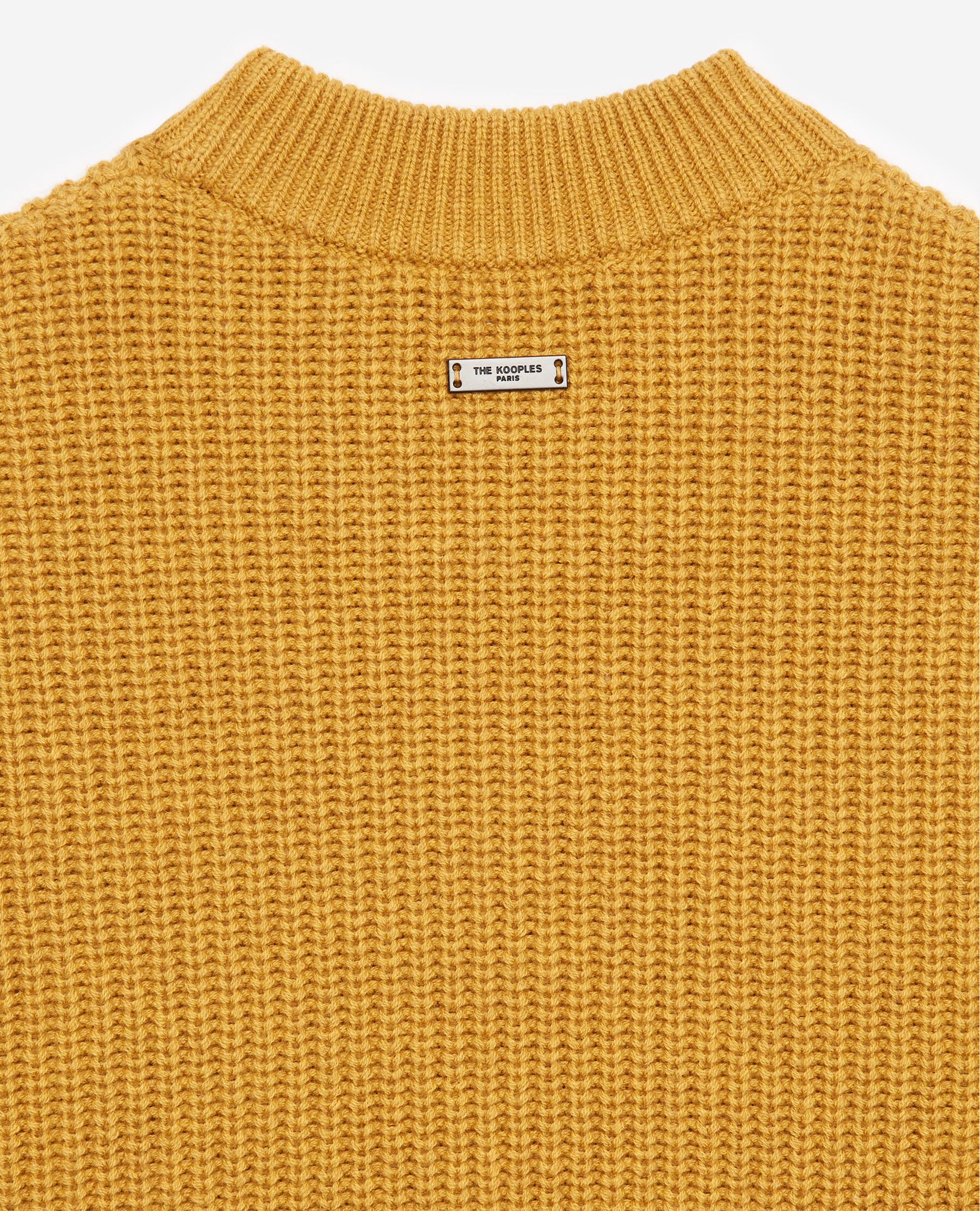Mustard yellow cotton sweater with cable knit