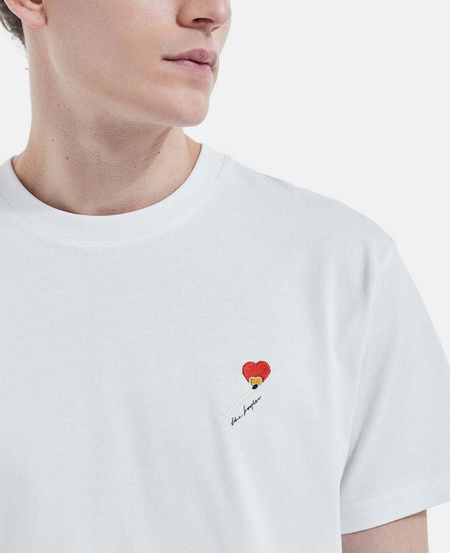 The Kooples H WHITE white cotton t-shirt with embroidery