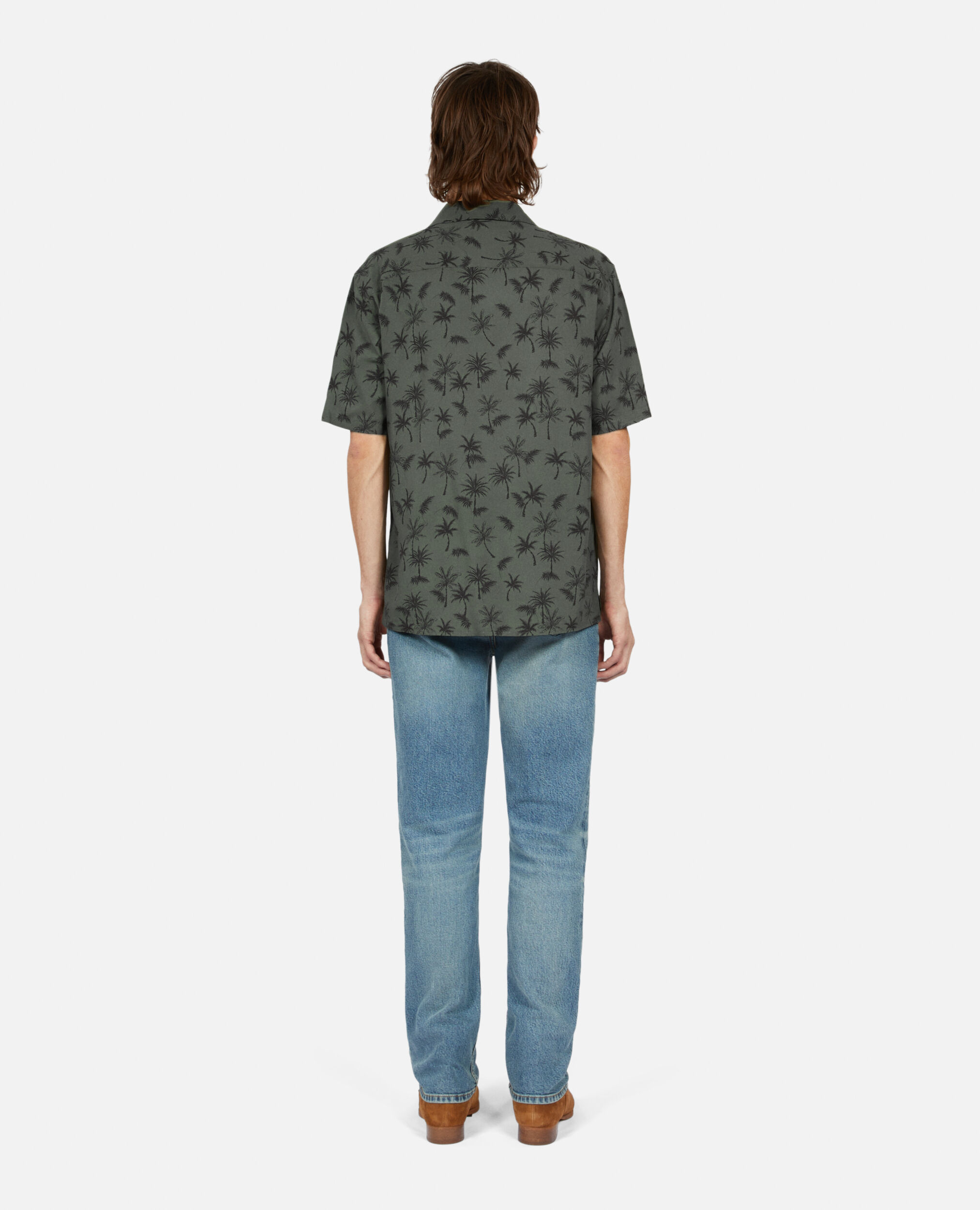 Short-sleeved printed shirt, KAKI BLACK, hi-res image number null