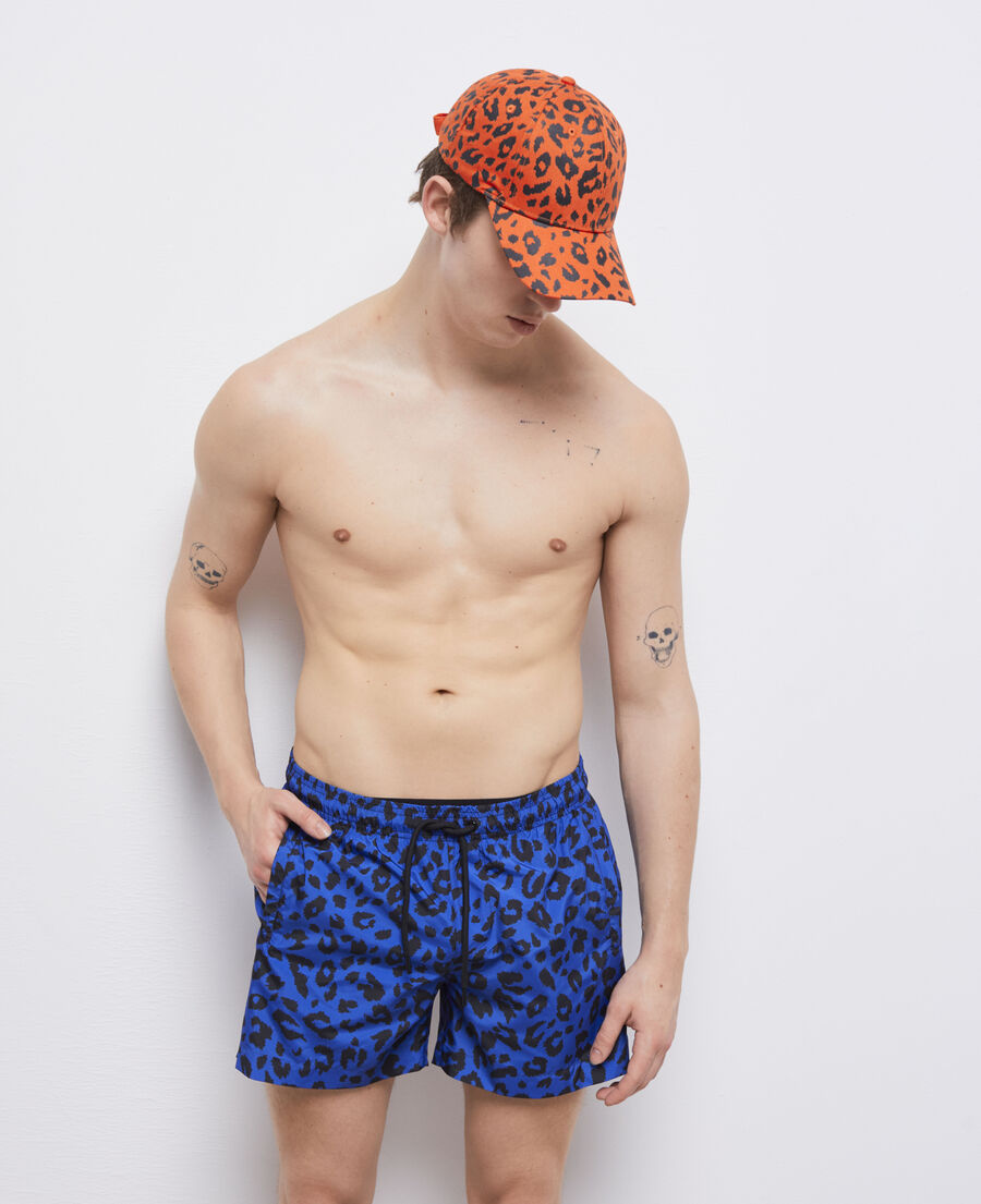 blue leopard print swimsuit