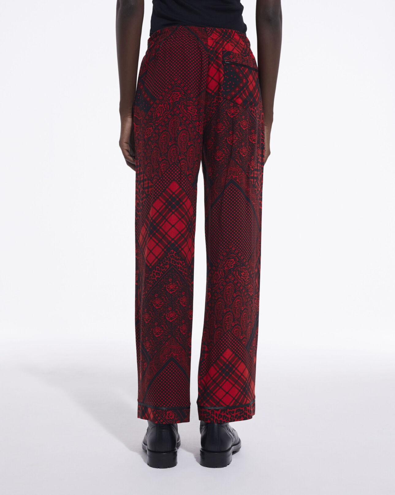 The Kooples WOMEN RED / BLACK straight printed pants
