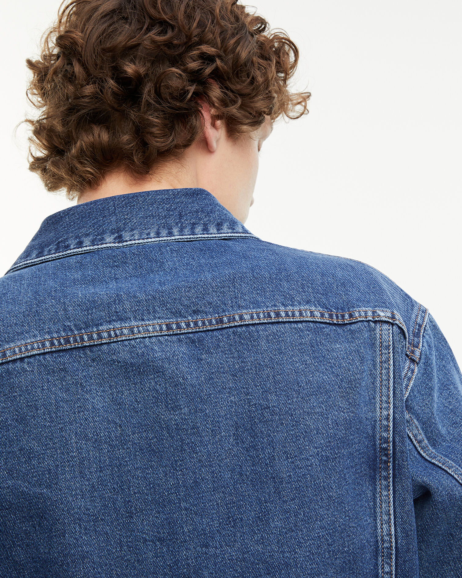 Blue denim jacket with press studs, BLEU INDIGO, hi-res image number null