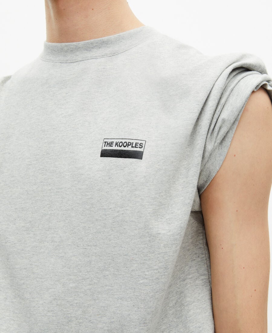 The Kooples HOMME LIGHT GREY MELANGE t-shirt à sérigraphie gris