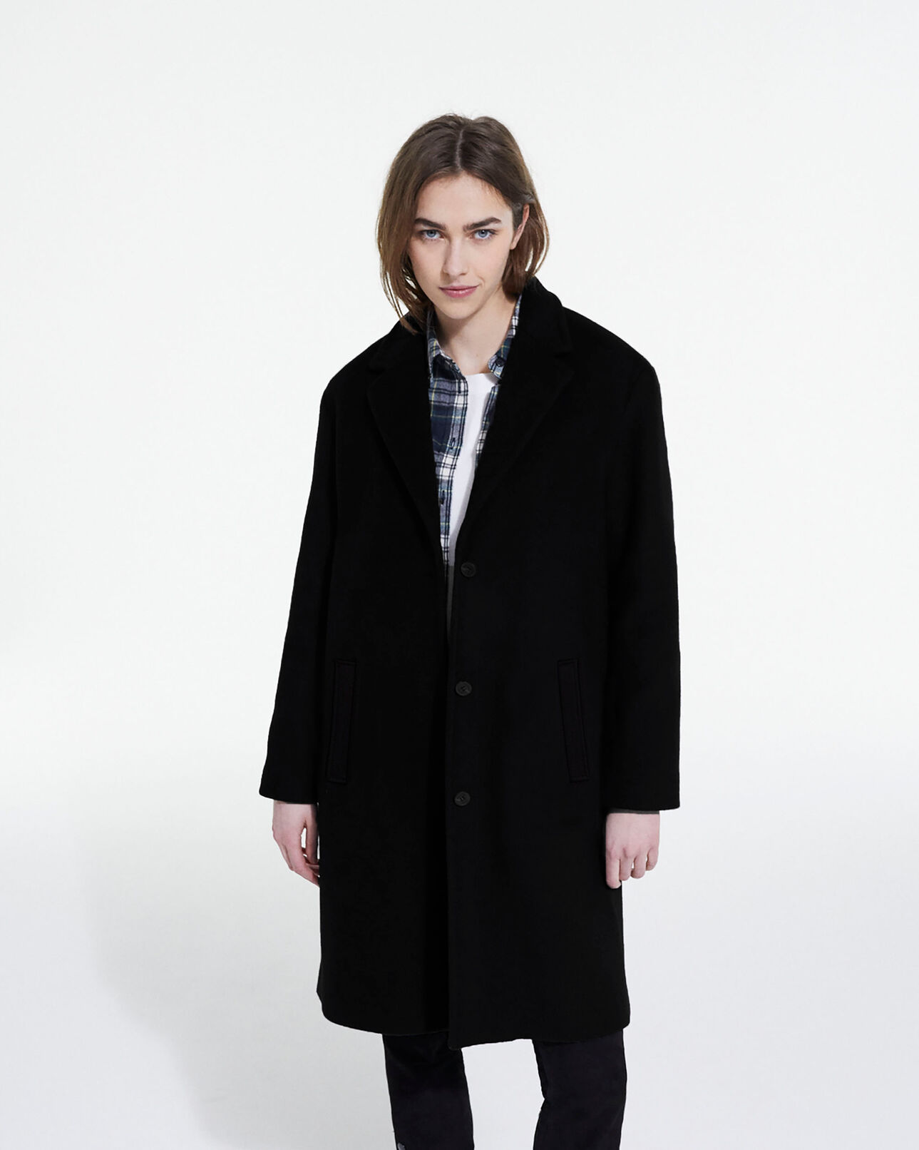 The Kooples FEMME BLACK manteau en laine noir