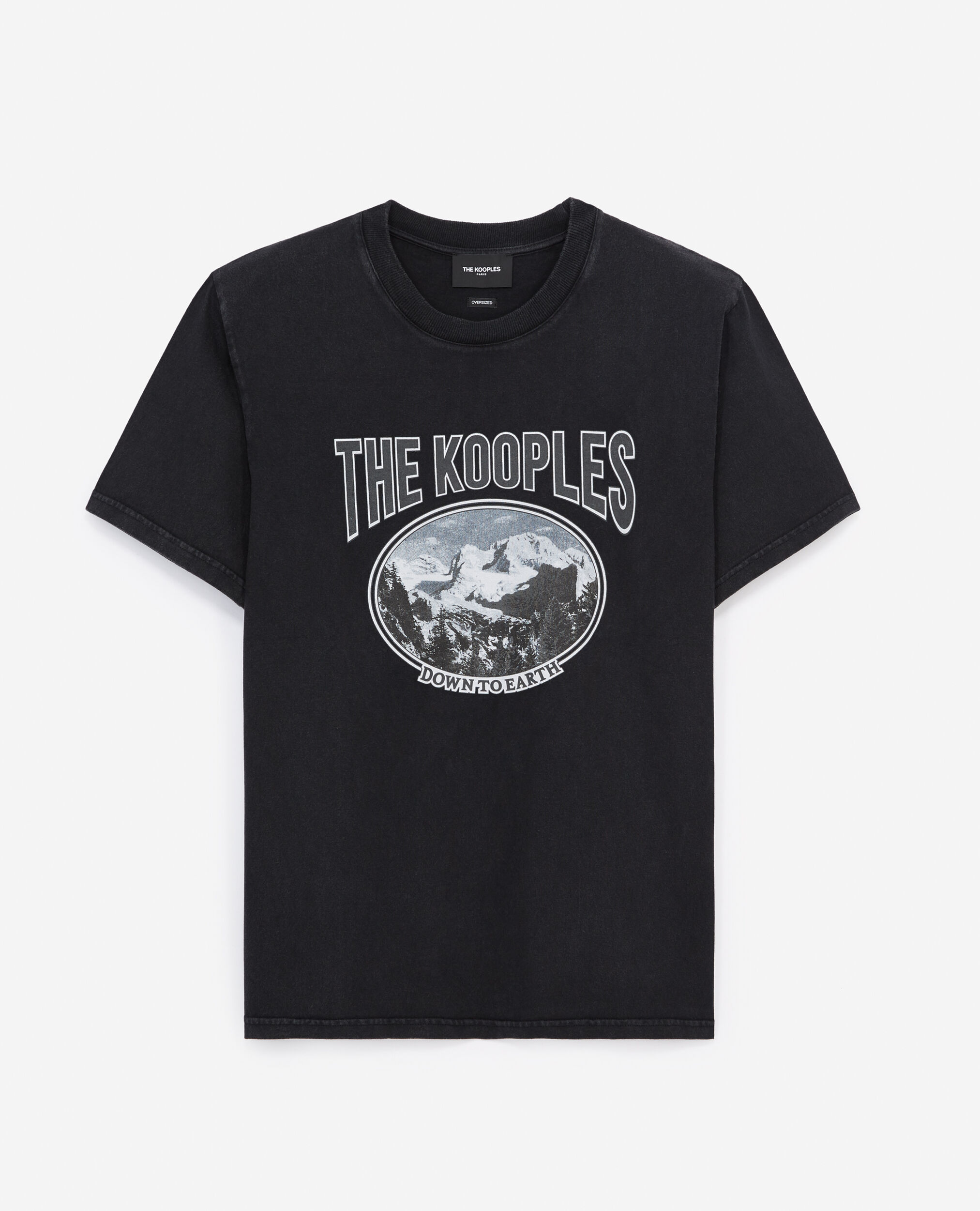 Camiseta gris algodón estampado montaña, BLACK WASHED, hi-res image number null