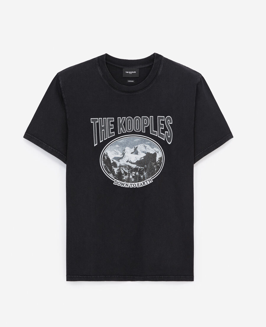 gray cotton t-shirt printed mountain logo