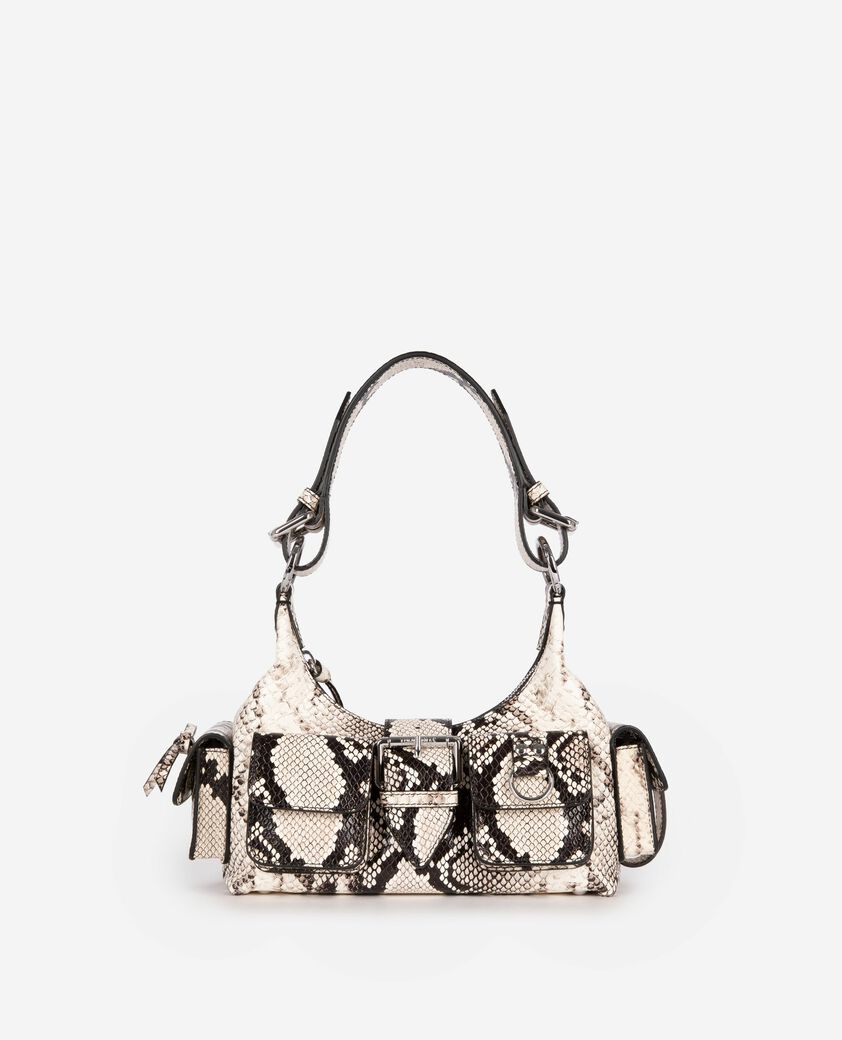 The Kooples WOMEN BLACK WHITE amelia small bag in python-effect leather