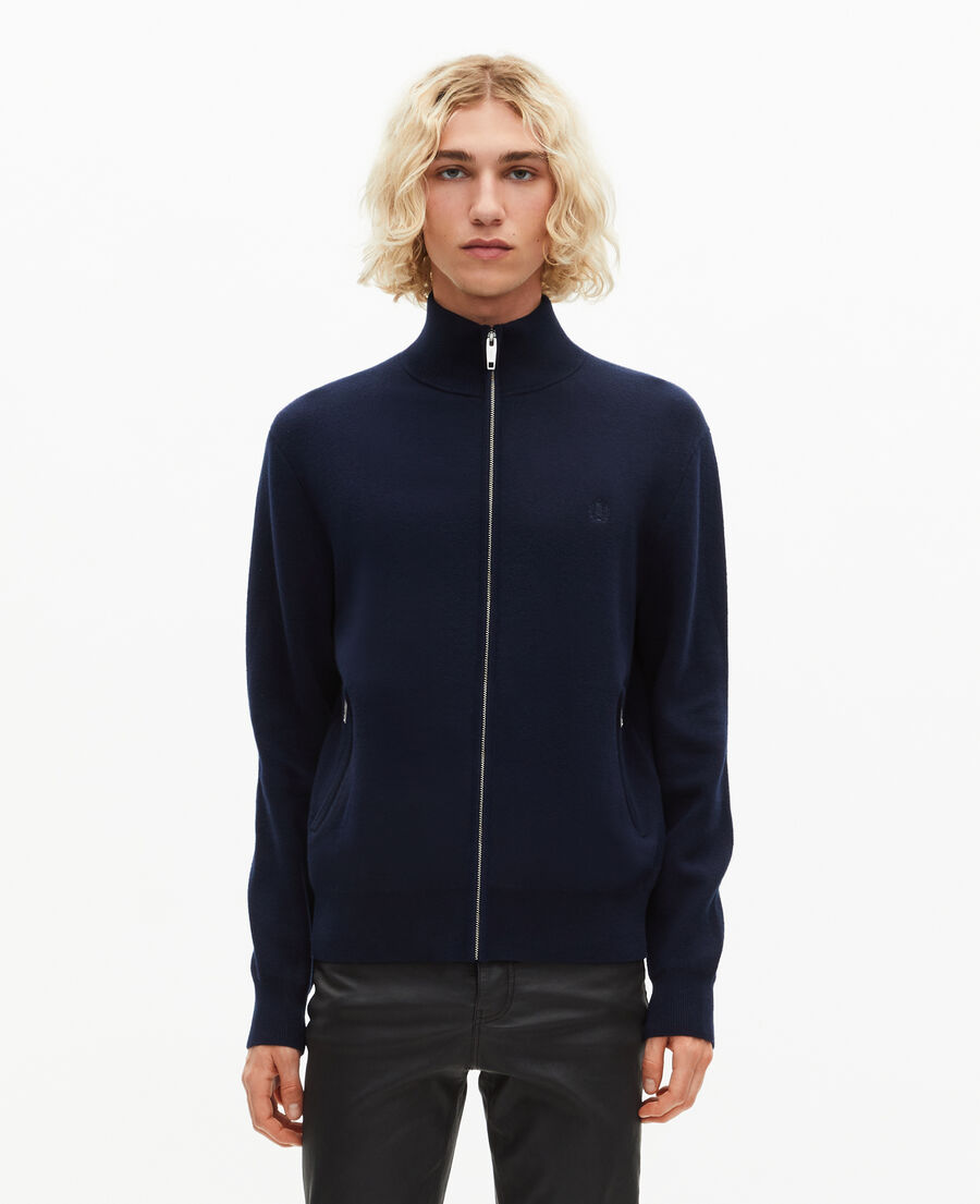 The Kooples MEN NAVY double-sided wool cardigan with navy zip