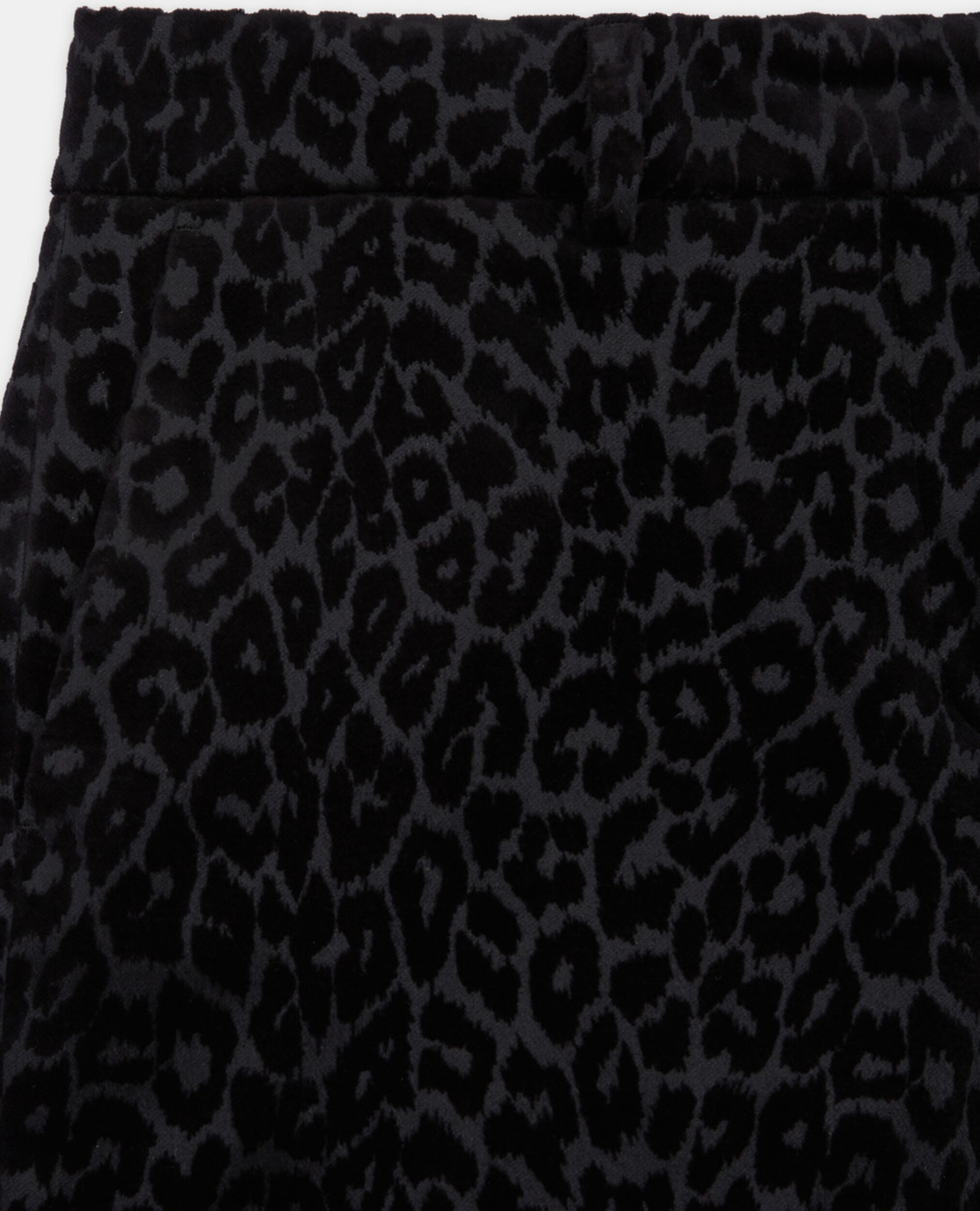 Schwarze Shorts aus Velours mit Leopardenmotiv, BLACK, hi-res image number null