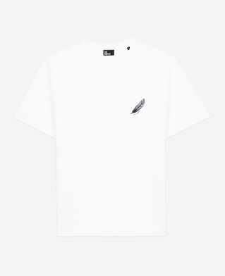 The Kooples H WHITE white t-shirt with feather embroidery