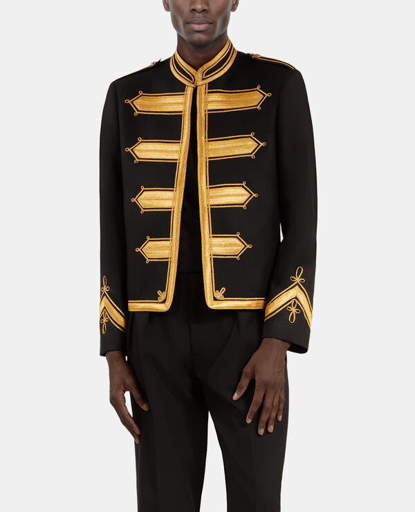 The Kooples HOMME BLACK veste style officier en laine noire