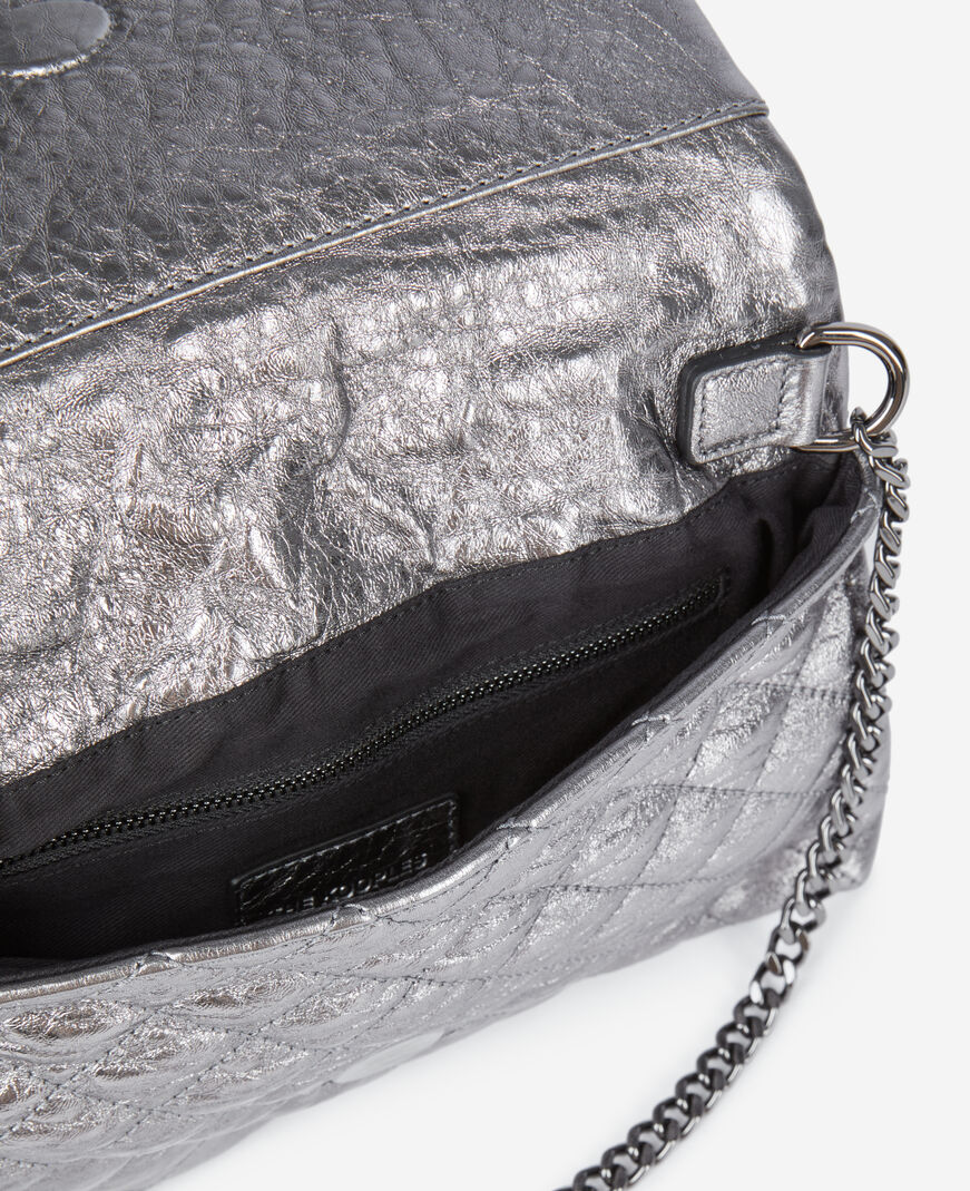 The Kooples WOMEN GUN METAL small gunmetal leather pouch with skulls