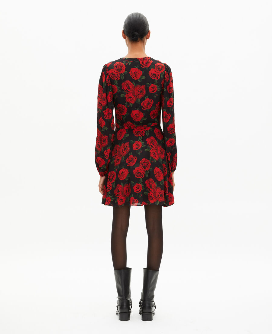 The Kooples F BLACK - RED red floral print short dress