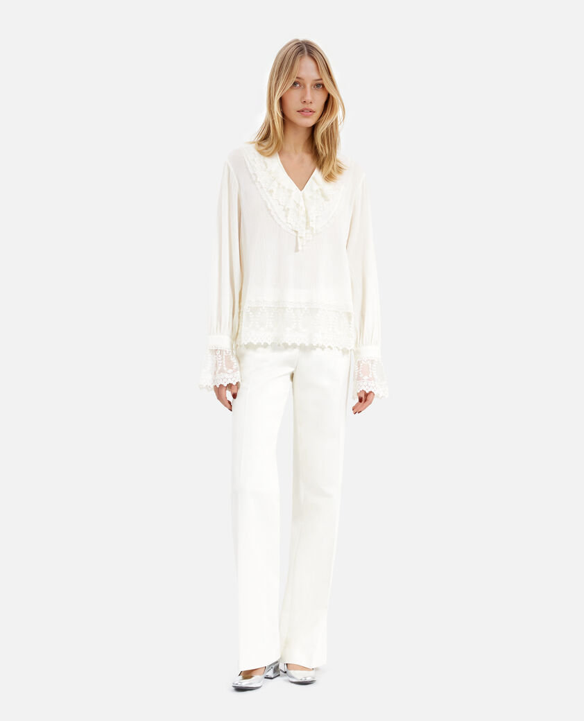 The Kooples DAMEN ECRU bluse mit ecrufarbener guipure