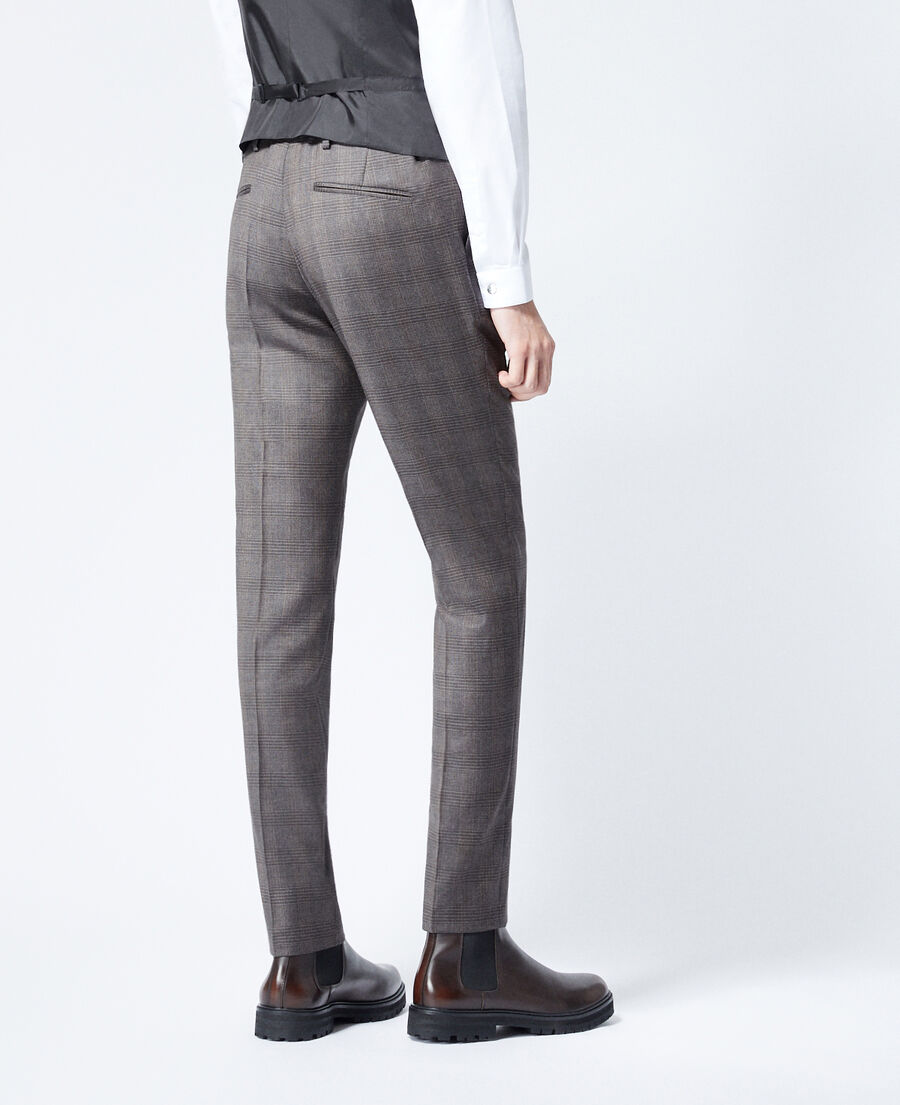 grey wool check suit trousers
