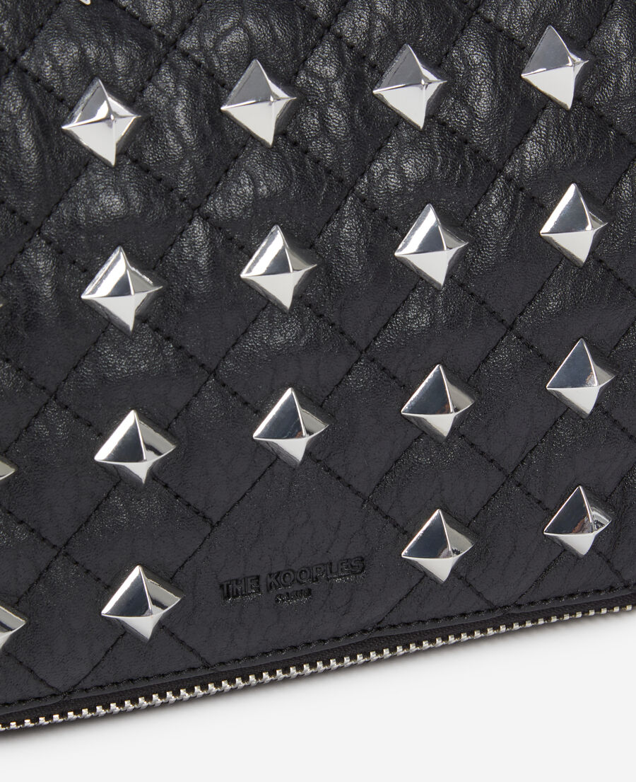 The Kooples WOMEN BLACK heritage medium black leather pouch