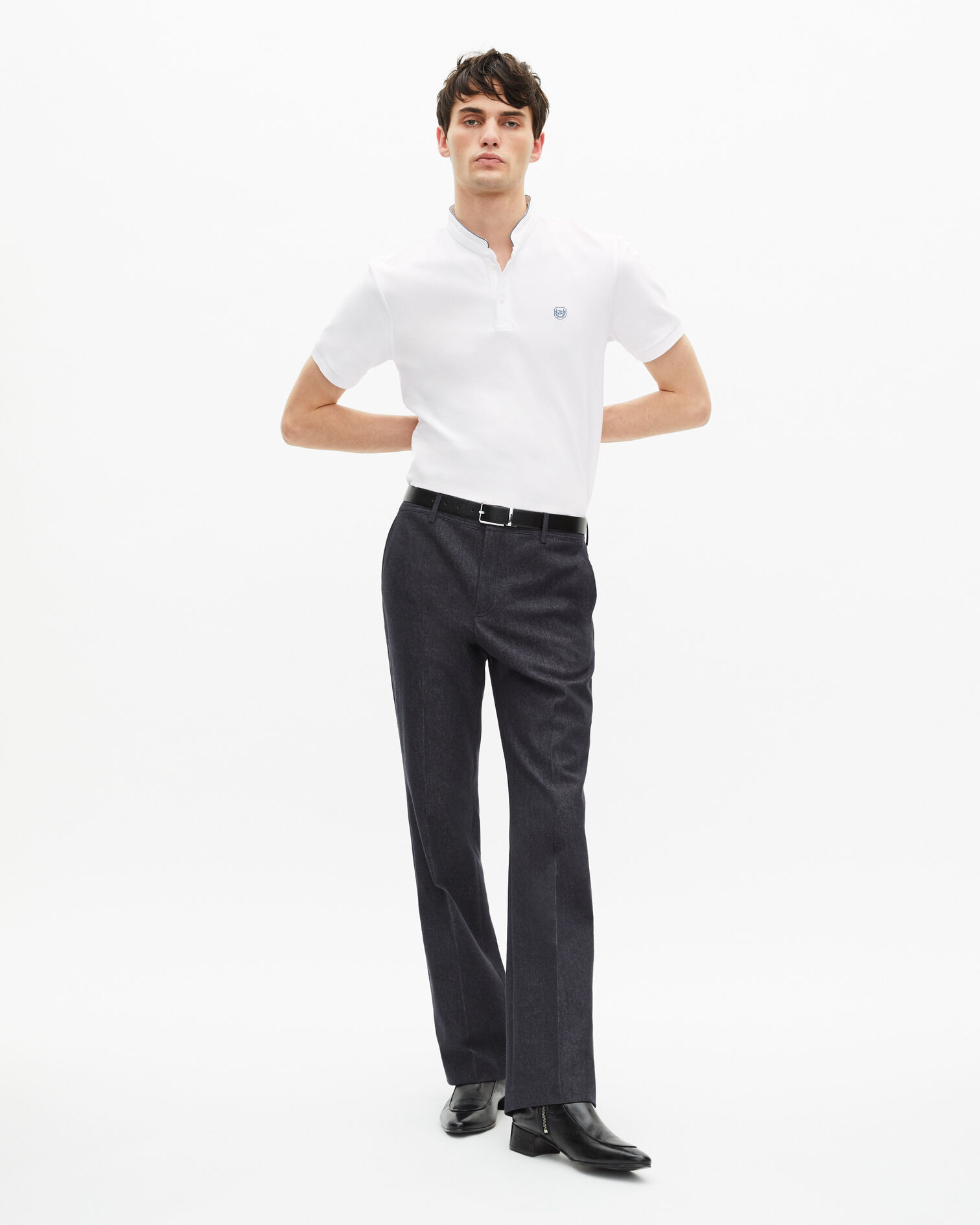 Polo en coton piqué blanc, WHITE / BLUE, hi-res image number null