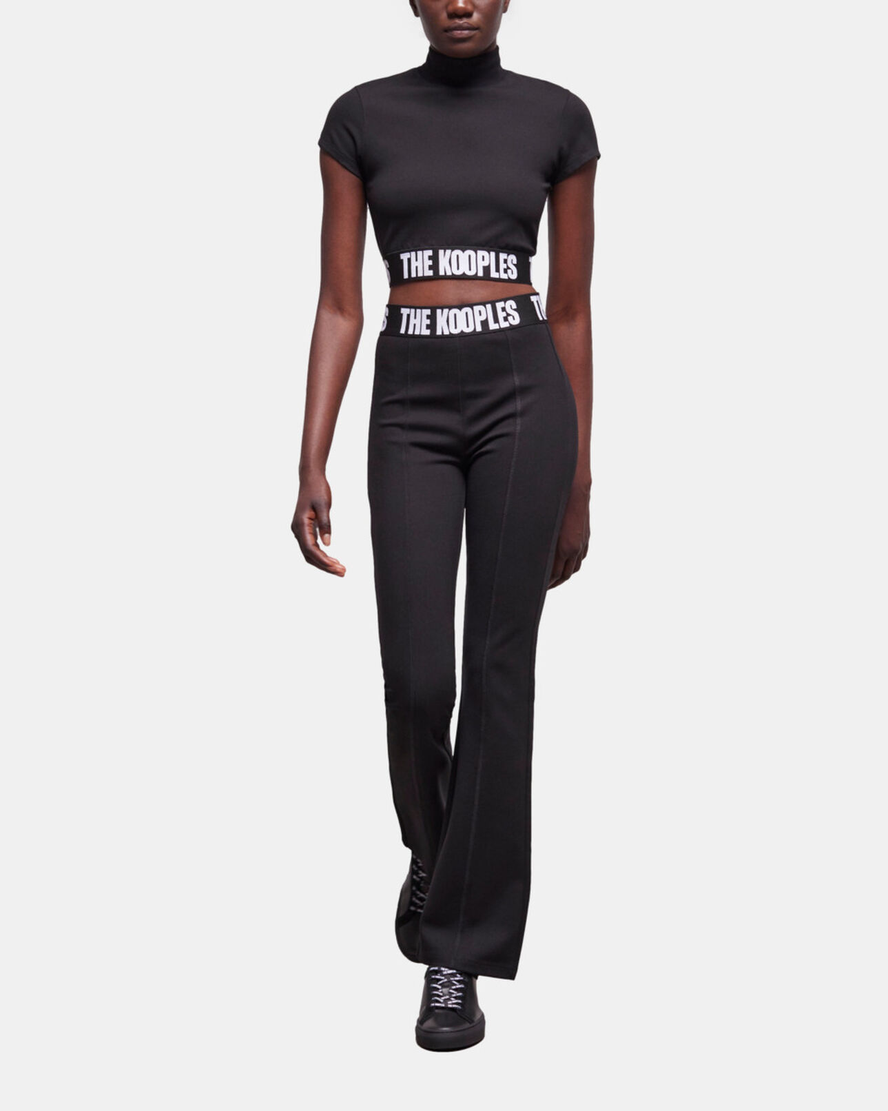 The Kooples WOMEN BLACK black logo flared pants