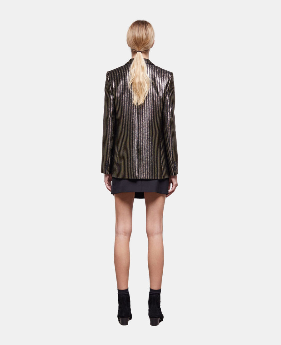 The Kooples WOMEN BLACK / GOLD jacket with gold stripes