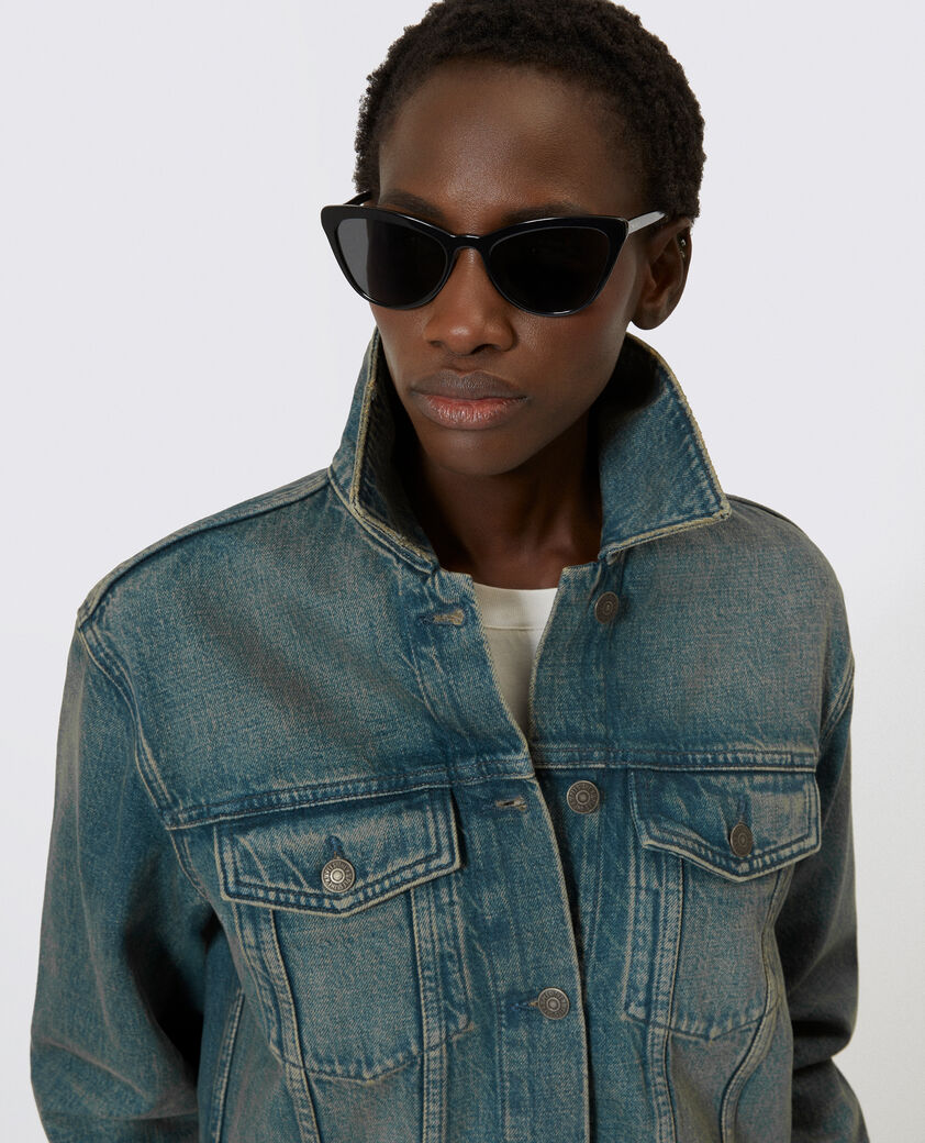 The Kooples DAMEN MEDIUM BLUE blaue jeansjacke