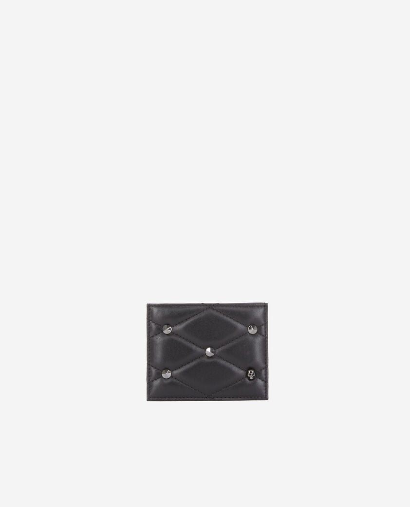 The Kooples WOMEN BLACK black quilted leather card holder