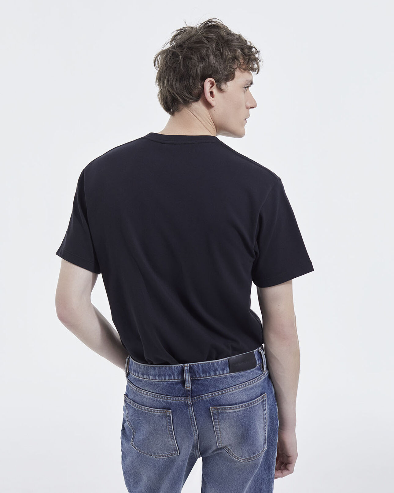 The Kooples MEN BLACK black cotton t-shirt with embroidery
