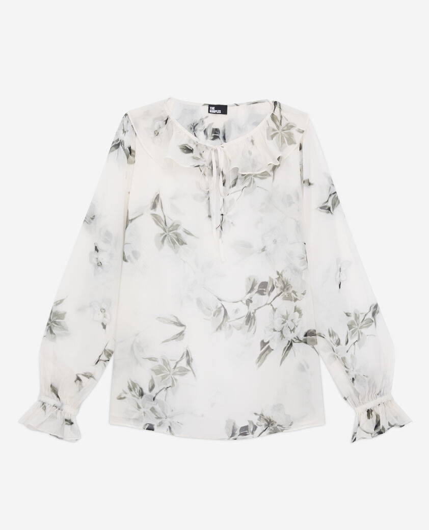 The Kooples FEMME ECRU top imprimé avec volants
